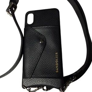 BANDOLIER EMMA Crossbody XS Max iPhone Case/wallet/strap Pebbled Leather Black
